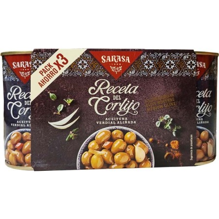 Sarasa Olives vertes "La Receta del Cortijo" 3 X 300 g - Délices du Serrat