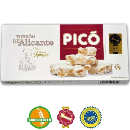 Turrón d'Alicante dur Qualité Suprême 250 g Picó - Délices du Serrat